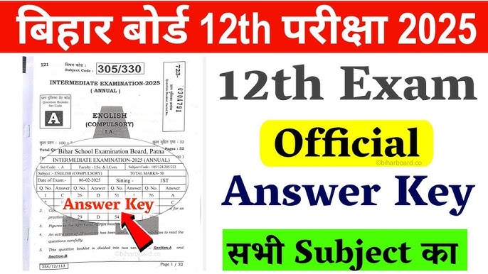 Bihar Board 12th Answer Key 2025